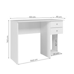 Mesa Escrivaninha 4115 2 Gavetas Branco - Qmovi - 4