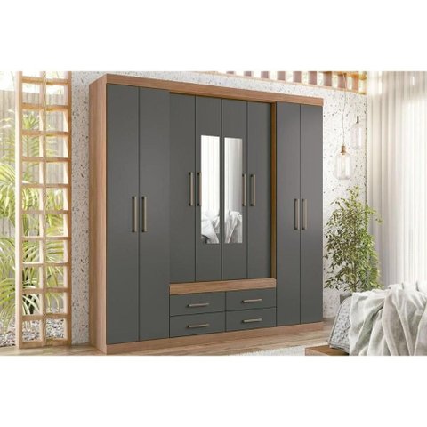Guarda Roupa 8 Portas 2ESP 4g Nápoles S. Andirá Grafit