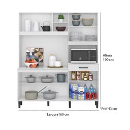 Kit Cozinha 7 Portas Alecrim Branco Cetim Chumbo Nicioli - 3
