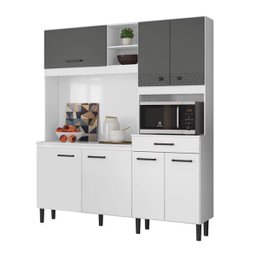 Kit Cozinha 7 Portas Alecrim Branco Cetim Chumbo Nicioli - 1