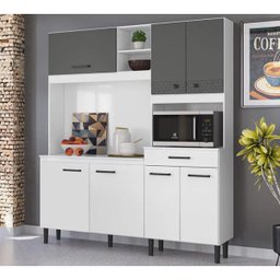 Kit Cozinha 7 Portas Alecrim Branco Cetim Chumbo Nicioli - 2