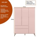 Ver imagem 5 de Conjunto Infantil Tina 3 Portas de Bater 2 Gavetas MDF Rose Semi Brilho Sallar Home