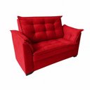 Ver imagem 2 de Sofá 2 Lugares com 1 Poltrona Decorativa para Sala de Estar Suede Vermelho