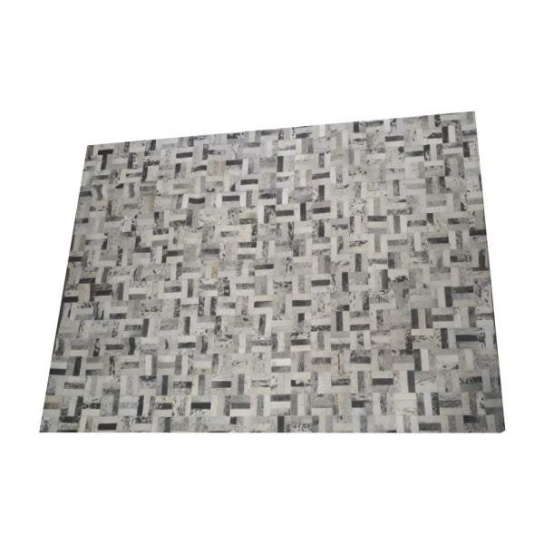 Tapete de Couro de Boi 2M x 1,5M Natural Costurado 3cm x 9cm com Borda - Of33 - 1