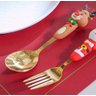 Jogo de Talheres para Sobremesa Inox Natalino 2 Pçs Dourado - 6