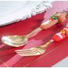 Jogo de Talheres para Sobremesa Inox Natalino 2 Pçs Dourado - 9