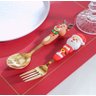 Jogo de Talheres para Sobremesa Inox Natalino 2 Pçs Dourado - 3