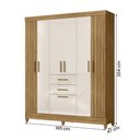 Ver imagem 4 de Guarda Roupa Malta Quarto Casal com 6 Portas e 2 Gavetas Freijo/off White