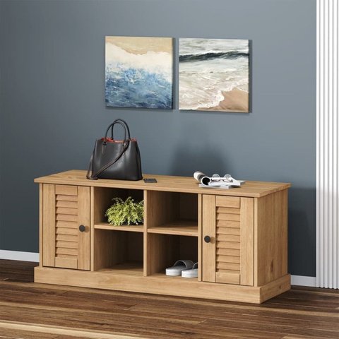 Sapateira 2 Portas 4 Nichos Madeira de Pinus Bege/Cera
