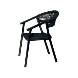 Cadeira Duda com Braço em Aluminio e Corda Nautica Preta - 2