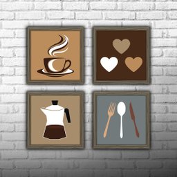 Quadro Decorativo Cozinha Copa Cantina Objetos Café Xícara - Moldura Madeira - 4