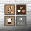 Ver imagem 4 de Quadro Decorativo Cozinha Copa Cantina Objetos Café Xícara - Moldura Madeira