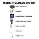 Ver imagem 2 de Pia Lavatório 4l Cinza + Sifão Sanfonado Universal + Torneira Branca + Engate Branco + Veda Rosca