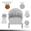 Ver imagem 3 de Poltrona Decorativa Sala de Estar Kenya Pés em Ferro Pu Preto/cinza G33 - Gran Belo