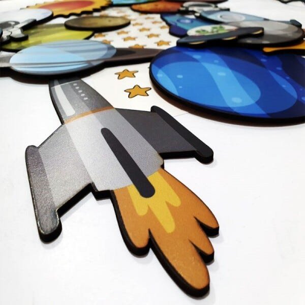KIT DE PLACAS DECORATIVAS ASTRONAUTA, NAVES E PLANETAS - C3043 - 6