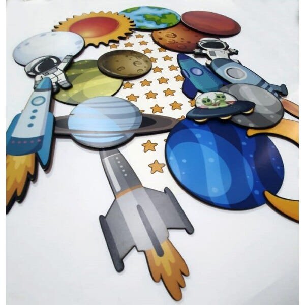 KIT DE PLACAS DECORATIVAS ASTRONAUTA, NAVES E PLANETAS - C3043 - 8