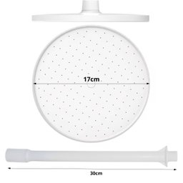 Chuveiro Ducha Fria Redondo 17cm Branco + Suporte de Canto Porta Shampoo Branco + Veda Rosca - 6