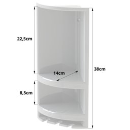 Chuveiro Ducha Fria Redondo 17cm Branco + Suporte de Canto Porta Shampoo Branco + Veda Rosca - 4