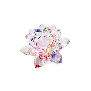 Enfeite Decoração de Cristal Vidro Flor de Lotus para Sala Quarto Cristaleira Pequeno 8cm:colorido