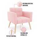 Ver imagem 6 de Poltrona Elisa Suede Rosa Bebê Pés Palito Natural - D’Rossi