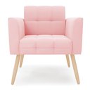 Ver imagem 3 de Poltrona Elisa Suede Rosa Bebê Pés Palito Natural - D’Rossi