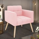 Ver imagem 2 de Poltrona Elisa Suede Rosa Bebê Pés Palito Natural - D’Rossi