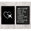 Ver imagem 1 de Kit 2 Quadros Travel Placa de Aeroporto 24x18cm:madeira Branca