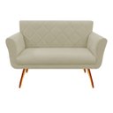 Ver imagem 2 de Namoradeira Decorativa Sabrina Suede Bege Pés Madeira Ms Decor