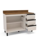 Ver imagem 2 de Balcão de Cozinha com Tampo 2 Portas e 3 Gavetas 120cm Koya Creme Politorno Móveis