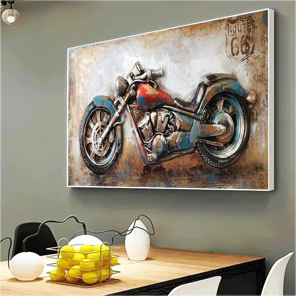 Quadro Moto Vintage 1950:120x80 cm/PRETA | MadeiraMadeira