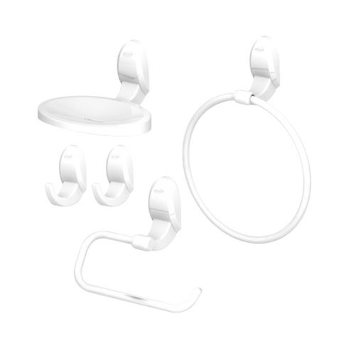 Kit Acessórios para Banheiro 5 Peças Linha Delicato Cor Branco Durín
