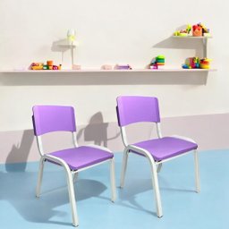Kit 2 Cadeiras Infantil Iso Roxo Brinquedoteca Escolas Ecomhome - 1