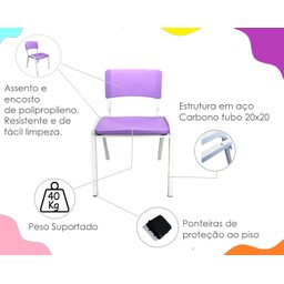 Kit 2 Cadeiras Infantil Iso Roxo Brinquedoteca Escolas Ecomhome - 8