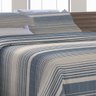 Kit Cobre Leito King Size Com Fronhas Em Piquet Algodão 3 Peças Listrado Azul Marinho e Palha - 3