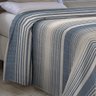 Kit Cobre Leito King Size Com Fronhas Em Piquet Algodão 3 Peças Listrado Azul Marinho e Palha - 4