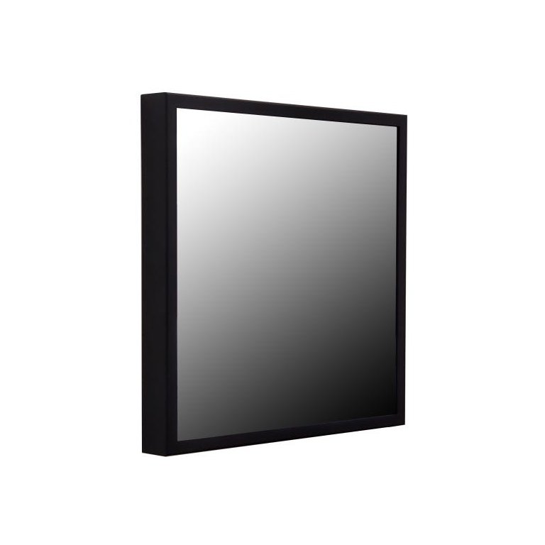 Espelho 60cm Quadrado Preto com Moldura em Alumínio