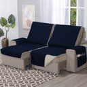 Ver imagem 4 de Capa de Sofá Retrátil Protetor 4 Lugares 2,20m de Assento Dupla Face Duas Cores:azul Marinho e Avelã