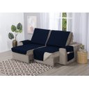 Ver imagem 1 de Capa de Sofá Retrátil Protetor 4 Lugares 2,20m de Assento Dupla Face Duas Cores:azul Marinho e Avelã