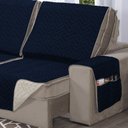 Ver imagem 3 de Capa de Sofá Retrátil Protetor 4 Lugares 2,20m de Assento Dupla Face Duas Cores:azul Marinho e Avelã