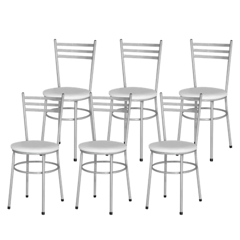 6 Cadeiras Epoxi Cinza para Cozinha:branco
