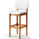 Ver imagem 1 de Banqueta Alta Bar Cozinha Sala Jantar Fixa Betta L02 Imbuia Corano Branco - Lyam Decor