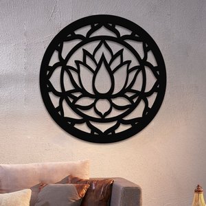 Quadro Em Mdf 6mm Mandala Flor De Lotus 50 X 50 Cm