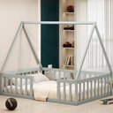 Ver imagem 2 de Cama Casal Infantil Montessoriane Valentina com Grade Cinza