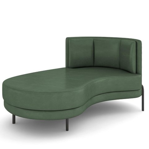 Sofá Chaise Longue Sala de Estar Living Lucca Esquerdo D02 Couríssimo Verde B-89 - Lyam Decor
