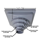 Ver imagem 4 de Ralo Aluminio Modelo 15x15 Reta com Dupla Tela e Coletor Cinza Saída Adapt de 40mm até 100mm