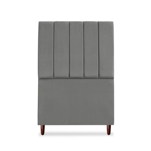Cabeceira Estofada Solteiro Carla 90 Cm Suede Cinza-escuro com Frames