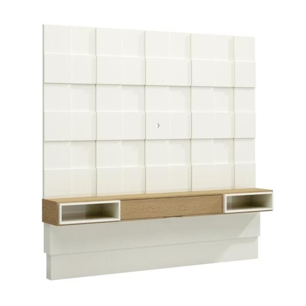 Painel Home 3D Suspenso para TV até 75 Off White Carvalho Tb126 Dalla Costa - 2