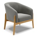 Ver imagem 3 de Kit 01 Poltrona e 01 Puff Stella Suede Grafte Base Madeira Castanho - D’Rossi