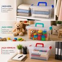 Ver imagem 2 de Organizadora Transparente Caixa Organizador Multiuso Guarda Roupa Brinquedos Maleta Portatil Portati