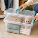 Ver imagem 5 de Organizadora Transparente Caixa Organizador Multiuso Guarda Roupa Brinquedos Maleta Portatil Portati